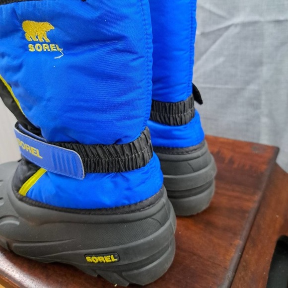 SOREL FLURRY Insulated Winter Boots Color Black Blue Yellow 1855251014 Big Kid 5 - Picture 6 of 8
